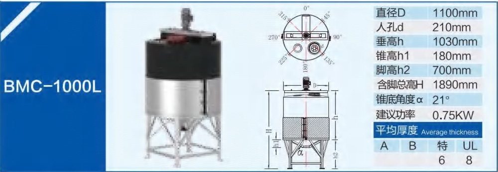 BMC-1000L錐底加藥箱