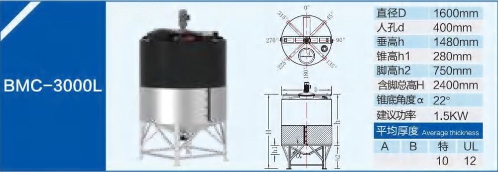 BMC-3000L錐底加藥箱